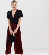 Thumbnail for your product : Miss Selfridge cropped wide leg pants in burgundy