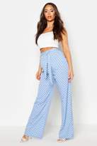 Thumbnail for your product : boohoo Tie Waist Polka Dot Wide Leg Trousers