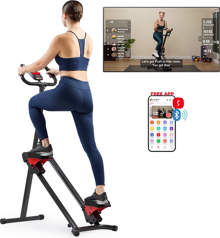 Sunny Health & Fitness Smart Foldable Stair Stepper, Vertical Climber Cardio Exercise Machine with Free SunnyFit App via Bluetooth