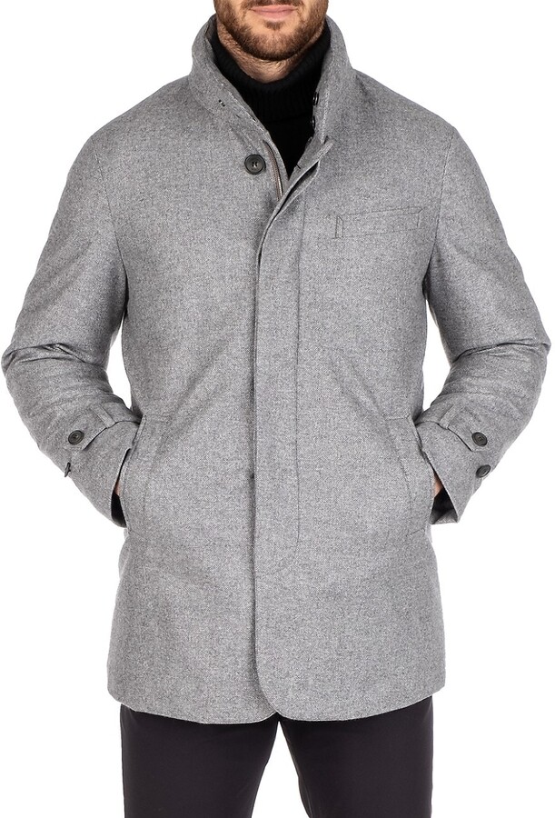 down lined wool coat mens