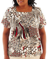 Thumbnail for your product : Alfred Dunner Short-Sleeve Belize Floral Ruffle Top - Plus