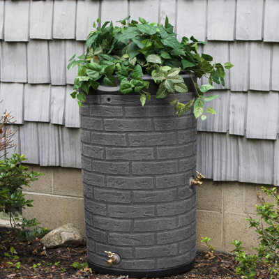 Good Ideas Impressions 50 Gal. Plastic Rain Barrel