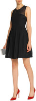 Thumbnail for your product : Halston Georgette-paneled Cotton-blend Ponte Mini Dress