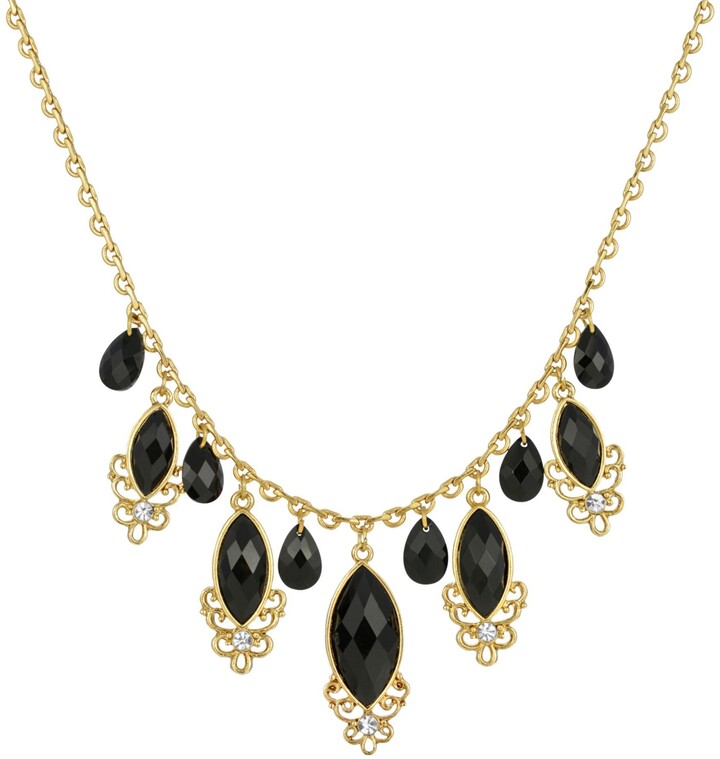 2028 Gold-Tone Teardrop Adjustable Necklace