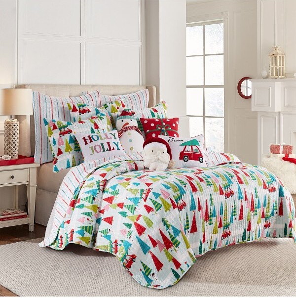 Levtex Home Merry&BrightHollyJollyHolidayQuilt-OneFull/QueenQuilt-LevtexHome
