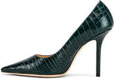 Thumbnail for your product : Jimmy Choo Love 100 Croc Embossed Heel in Dark Green | FWRD