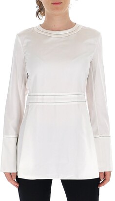 Marni Contrast Stitching Detail Collarless Blouse