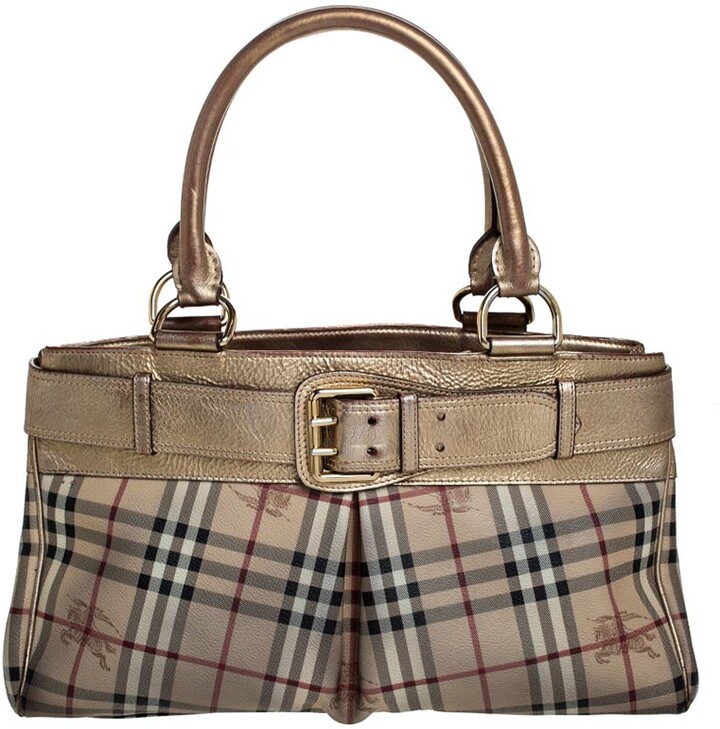 BURBERRY Bridle House Check Medium Whipstitch Tote, Luxury, Bags