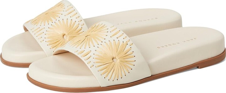 Jack Rogers Somerset Slide - Nappa/Raffia Women's Sandals Fire Red/Fire Red : 6 M, Leather