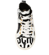 Thumbnail for your product : Moschino Logo Printed Leather High Top Sneakers
