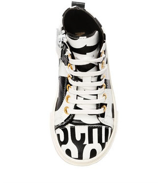 Moschino Logo Printed Leather High Top Sneakers