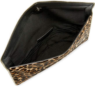 Rebecca Minkoff Leo Leopard-Print Fur Envelope Clutch Bag