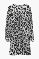 Thumbnail for your product : Carolina Herrera Knotted leopard-print fil coupé silk-blend dress