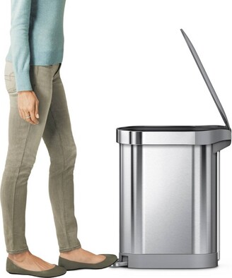 Simplehuman 45l Slim Step Trash Can Brushed Stainless Steel With Gray  Plastic Lid : Target