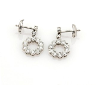 Tiffany & Co. Platinum & 1.25ct Diamond Jazz Circle Dangle Earrings