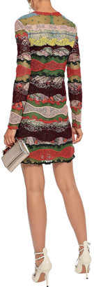 Valentino Paneled Printed Cotton-gauze, Lace And Point D'esprit Mini Dress