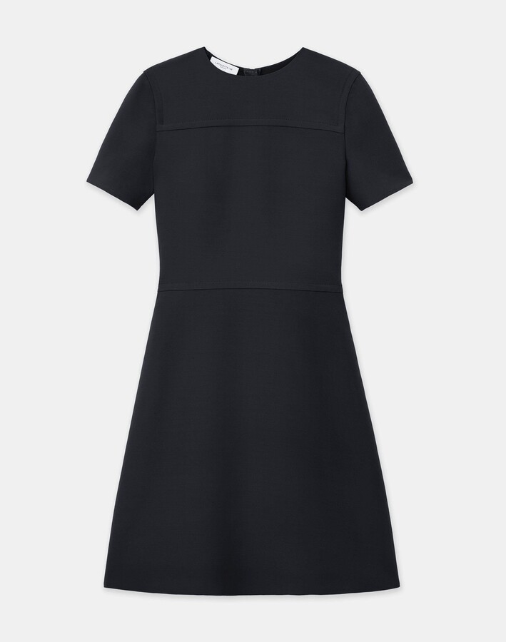 Eileen Fisher Silk Blend Ruffle Front Soft-V Tank Dress Black Size Small