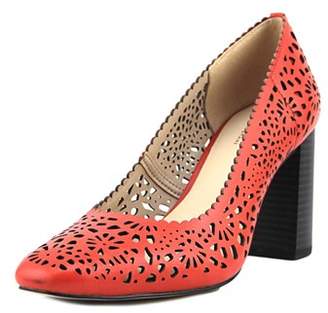 Isaac Mizrahi Zora Women Square Toe Leather Red Heels.