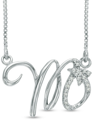 Zales Diamond Accent Abstract Scorpio Zodiac Sign Necklace in Sterling Silver