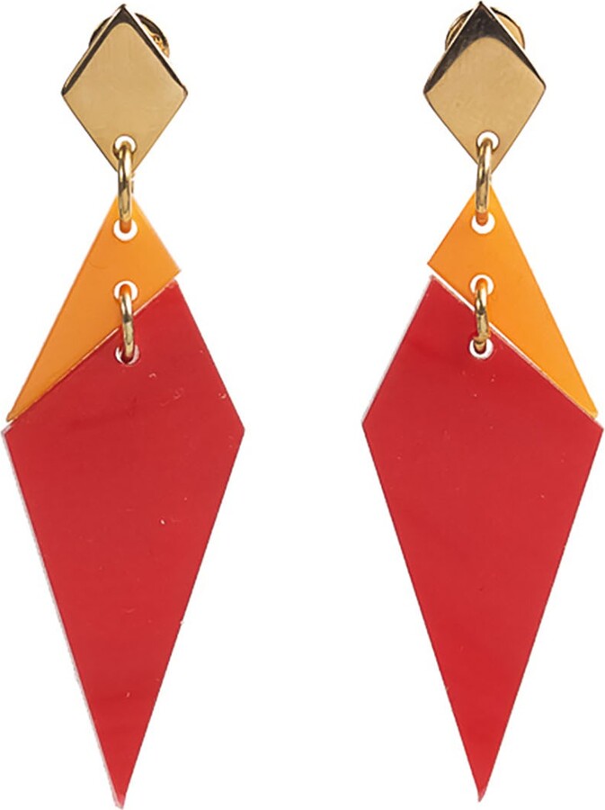 Toolally Abstract Diamond Drop Earrings Red ShopStyle