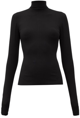 Bottega Veneta High-neck Long-sleeved Jersey Top - Black