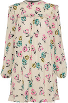 Thumbnail for your product : RED Valentino Ruffle-trimmed Floral-print Crepe Mini Dress