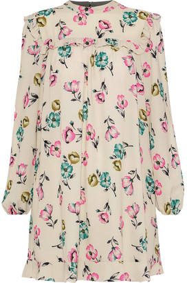 RED Valentino Ruffle-trimmed Floral-print Crepe Mini Dress