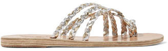 Ancient Greek Sandals Amalia Braided Metallic Leather Sandals - Silver