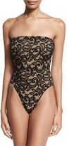 Thumbnail for your product : Norma Kamali Corset Printed One-Piece Swimsuit, Black Lace