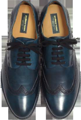 Pakerson Petrol Blue Handmade Italian Leather Wingtip Oxford Shoes
