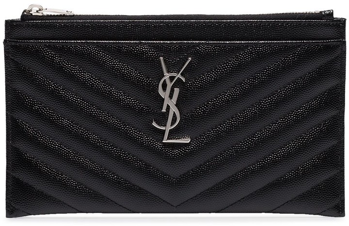 SAINT LAURENT Monogram quilted leather envelope clutch BLACK – Top Quality  Yves Saint Laurent Bags Shop