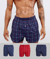 Thumbnail for your product : Lacoste Woven Boxers 3 Pack With Signature Logo Print