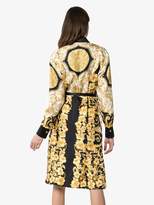 Thumbnail for your product : Versace button-down baroque print belted silk midi dress