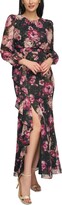 Thumbnail for your product : Eliza J Women's Floral-Print Long-Sleeve Cascade Maxi Dress