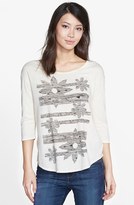 Thumbnail for your product : Lucky Brand 'Sketched Floral' Three-Quarter Sleeve Tee