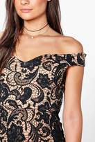 Thumbnail for your product : boohoo Boutique Lace Off Shoulder Midi Dress