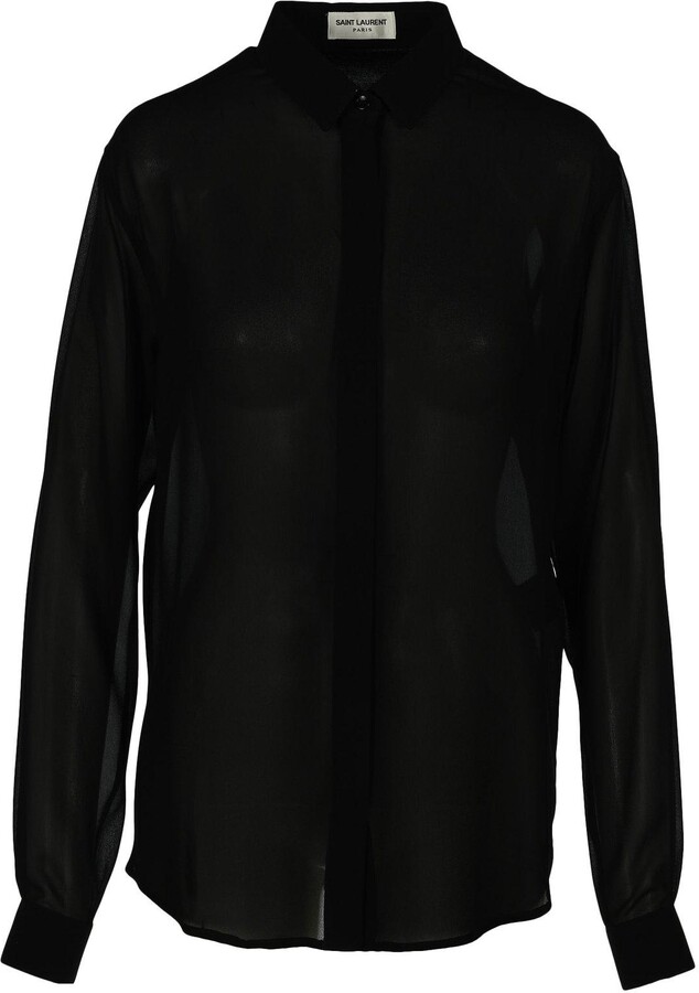 Saint Laurent Sheer Button-up Shirt - ShopStyle