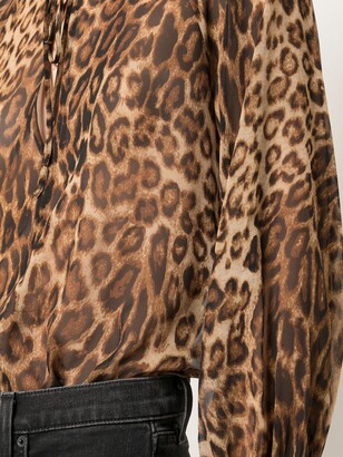 Nili Lotan Sheer Leopard Print Blouse