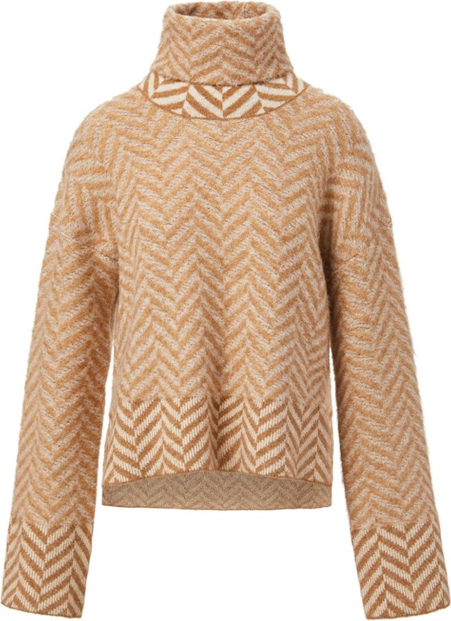 Veronica Beard Mixed Media Sweater Beri Camel Wool & Blue Striped Size –  Celebrity Owned
