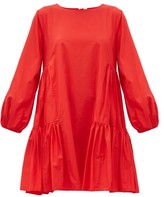 Thumbnail for your product : Merlette New York Byward Balloon-sleeve Cotton-poplin Dress - Red