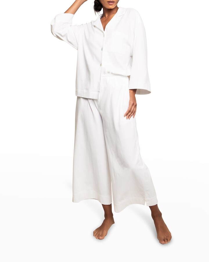 Petite Plume Cropped WideLeg Pima Cotton Pajama Set ShopStyle