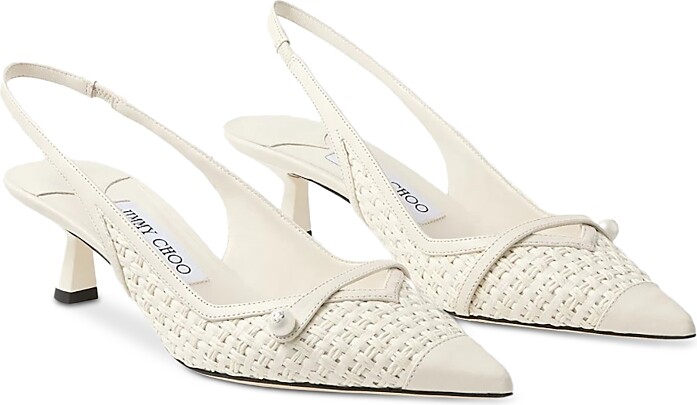 Jimmy Choo Women's Amita 45 Raffia Slingback Pumps