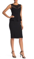 Thumbnail for your product : Onyx Nite Peplum Trimmed Illusion Neck Dress