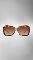 Thumbnail for your product : Burberry Check Detail Square Frame Sunglasses