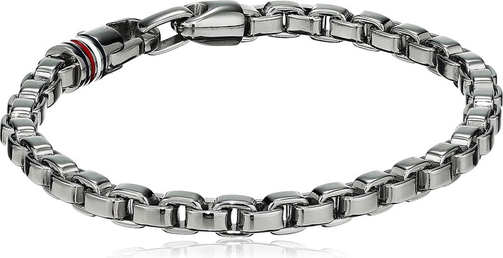 Tommy Hilfiger Men's Jewelry Stainless Steel Box Chain Bracelet Color:  Silver (Model: 2790030) - ShopStyle