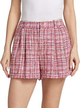 Alice + Olivia Conry Pleated Tweed Shorts