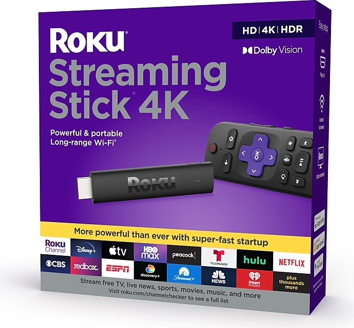 Roku Streaming Stick 4K, Black (3820R)