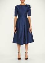 Thumbnail for your product : Rickie Freeman For Teri Jon Elbow-Sleeve Textured Jacquard Dress