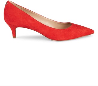 kitten heel suede pumps