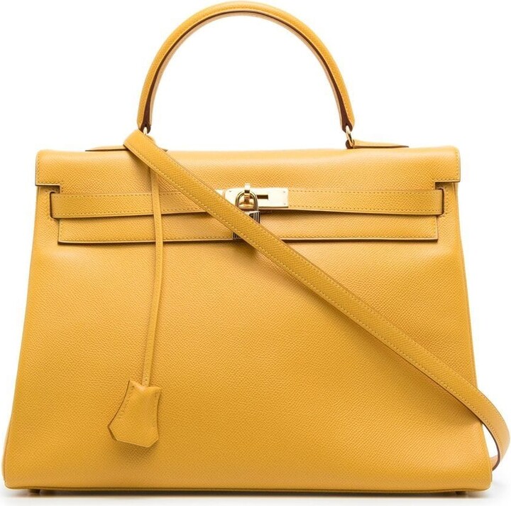 Hermes Kelly Ado Backpack Clemence Leather Gold Hardware In Yellow